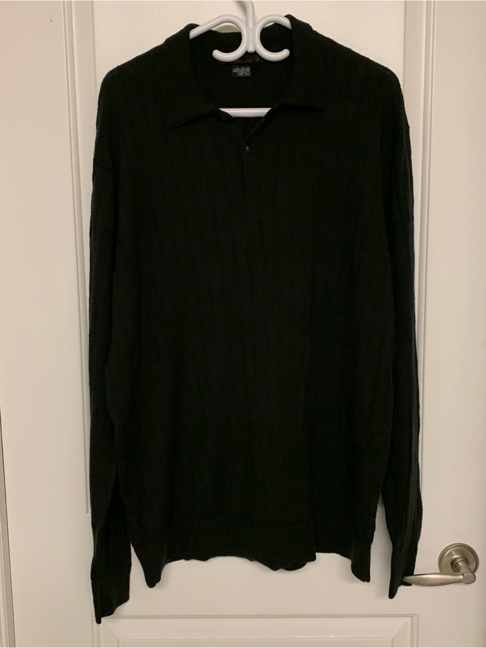 Tiger Woods Nike Polo Sweater XXL 100% Wool Black Lightweight Ribbed Knit Golf